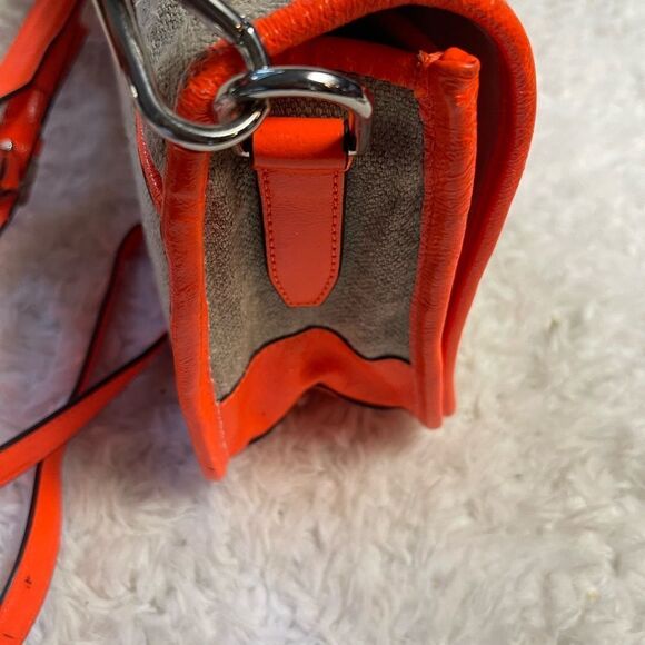 Theyskens Theory Flap Shoulder/crossbody Bag neon orange leather & khaki fabric - Picture 12 of 16